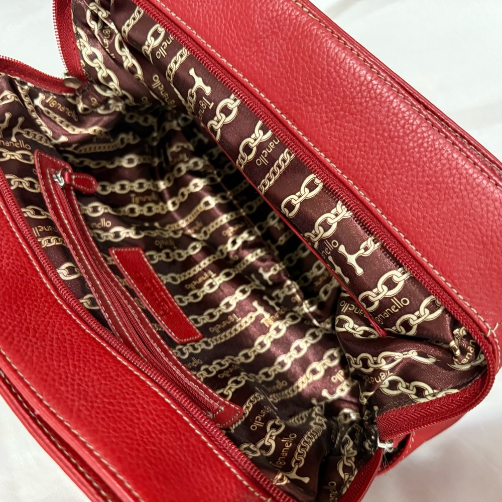 Tignanello Red Leather Tote Bag - Picture 4 of 7